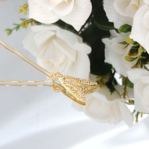Colar Nossa Senhora Com Zircônias Brancas Folheado Em Ouro 18k - Image 4