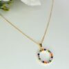 Colar Pingente Circulo De Zircônia Colorida Folheado A Ouro 18k - Image 3