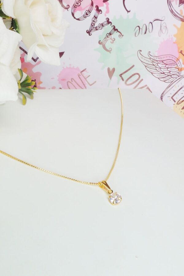Colar Pingente Ponto De Luz Folheado A Ouro 18k - Image 3
