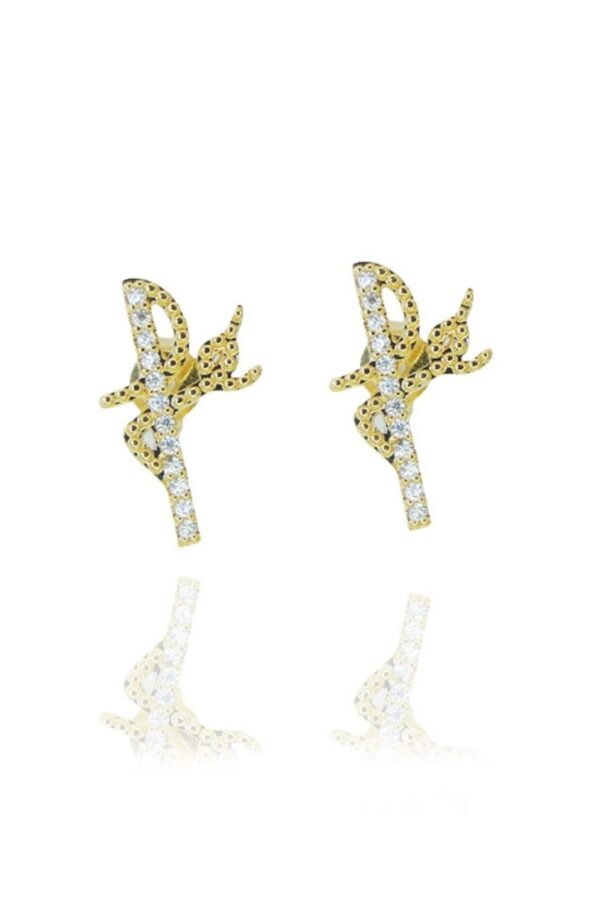 Brinco Fé Com Zircônias Folheado A Ouro 18k