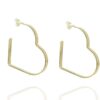 Brinco Argola Em Forma De Coração Lateral Larga Folheado A Ouro 18k