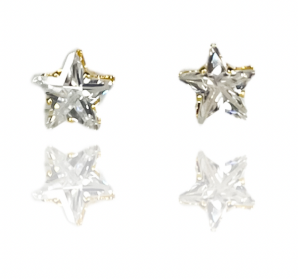 Brinco Estrela Grande Com Zircônia Folheado Em Ouro 18k