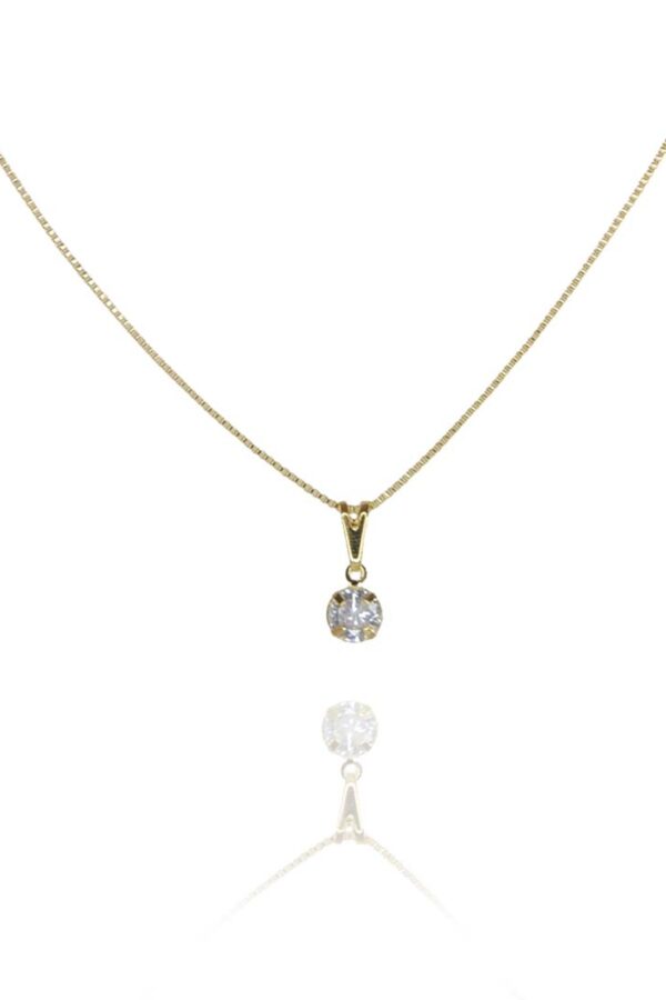 Colar Pingente Ponto De Luz Folheado A Ouro 18k