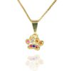 Colar Pingente Patinha De Cachorro Colorida Folheado A Ouro 18k