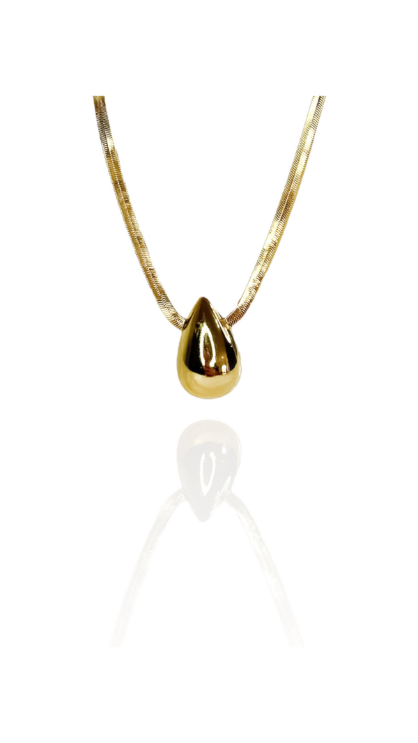 Colar Fita Com Gota Abaulada Folheado Em Ouro 18k