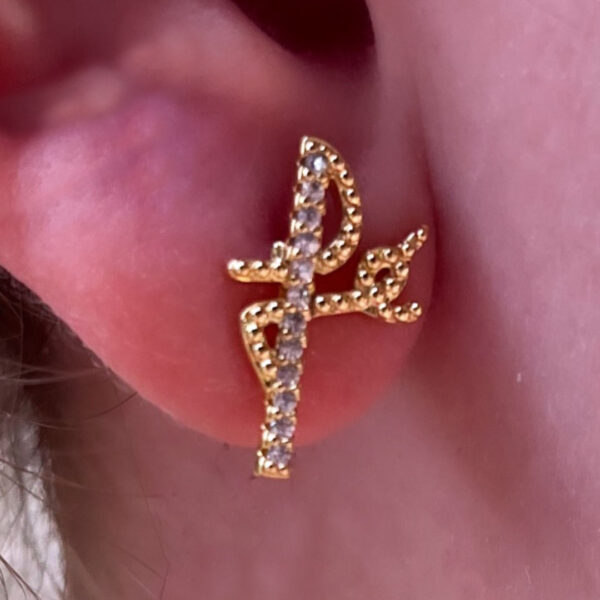 Brinco Fé Com Zircônias Folheado A Ouro 18k - Image 2