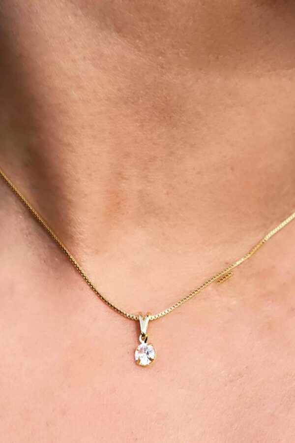 Colar Pingente Ponto De Luz Folheado A Ouro 18k - Image 2