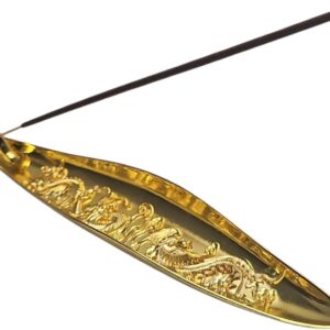 Incensário Régua Canoa Metal Dragão E Fênix, Queimador de Incenso, Porta Incenso. (Dourado)