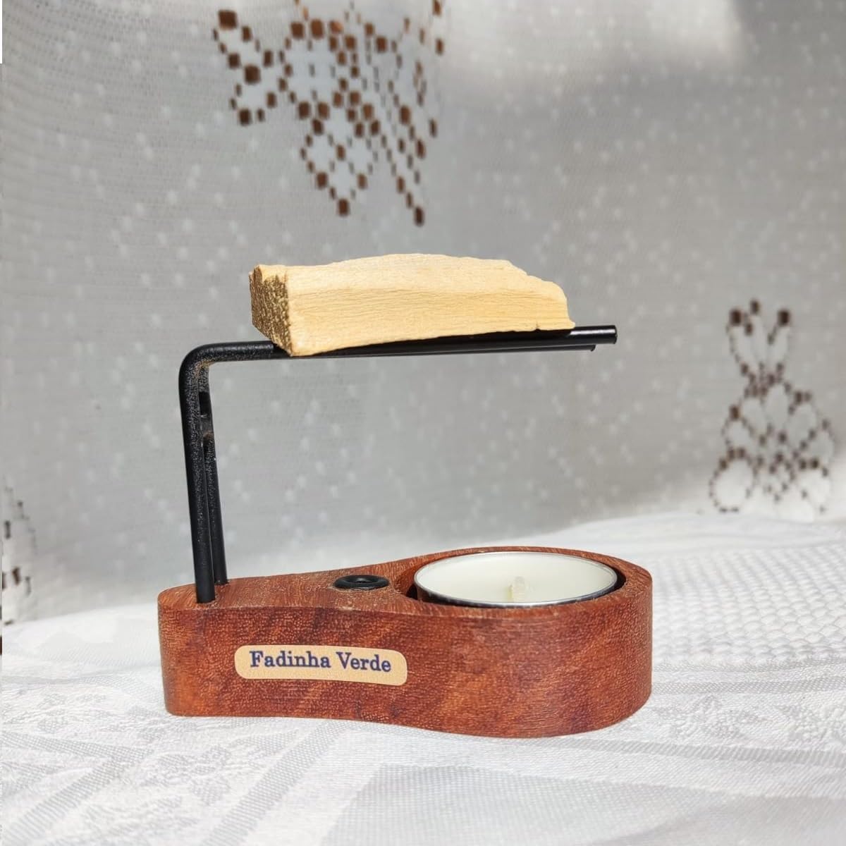 Incensário Suporte Palo Santo 1 vela1 palo Santo Power Proteção Limpeza Energética Descarrego Incenso Natural - Imagem 6