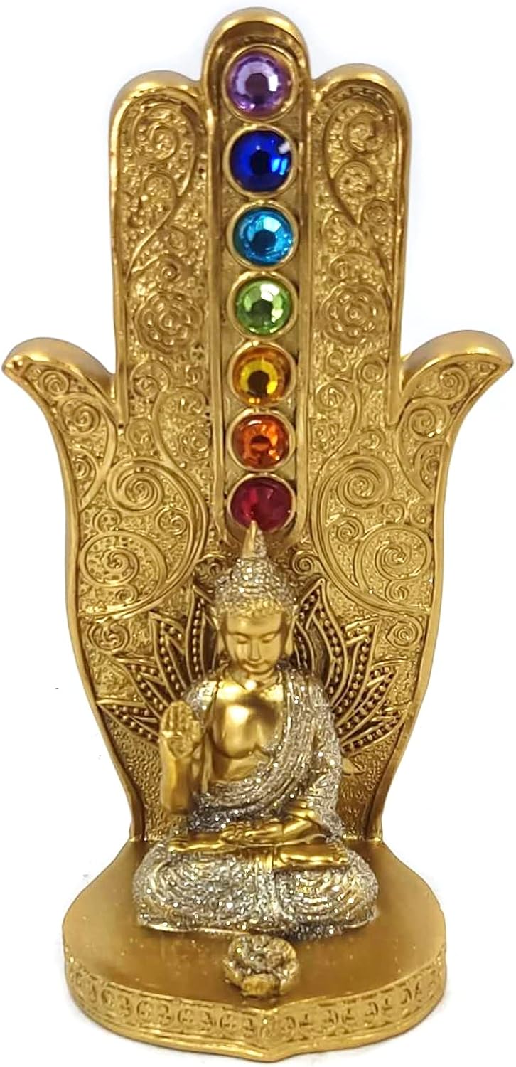 Incensário 7 Chakras Porta Incensos Vertical em Resina Incenso Vareta Buda Ganesha Hamsa E61 (incE61A) - Imagem 4