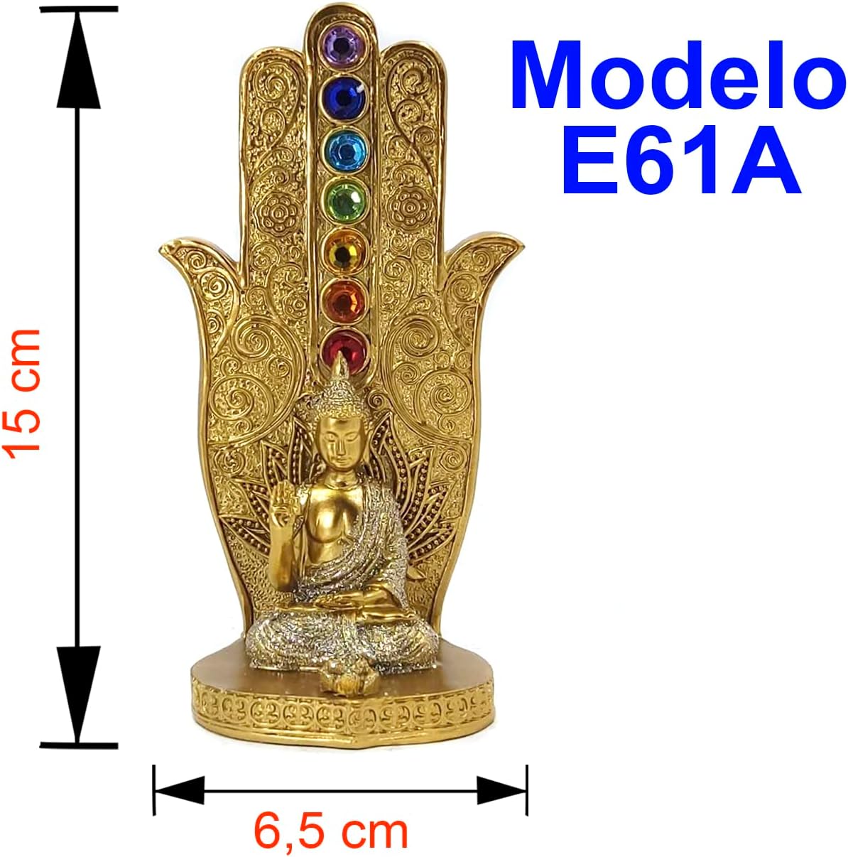 Incensário 7 Chakras Porta Incensos Vertical em Resina Incenso Vareta Buda Ganesha Hamsa E61 (incE61A) - Imagem 2