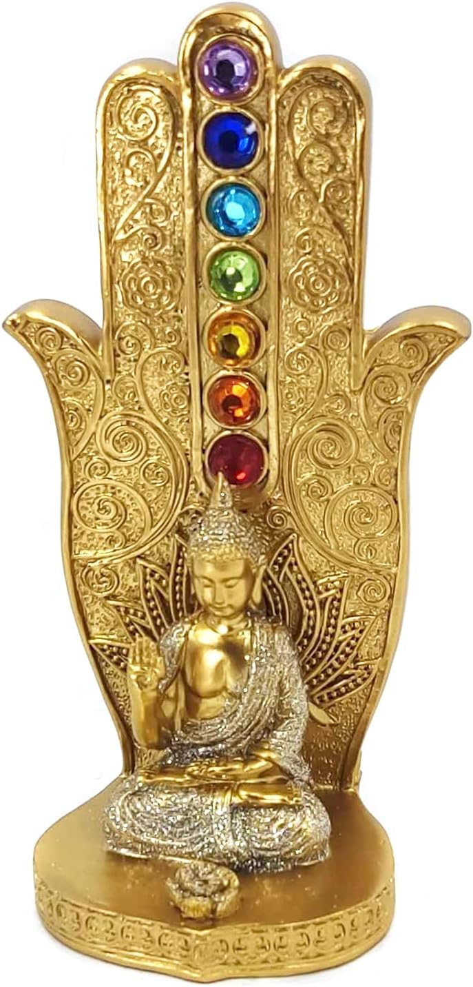Incensário 7 Chakras Porta Incensos Vertical em Resina Incenso Vareta Buda Ganesha Hamsa E61 (incE61A) - Imagem 5