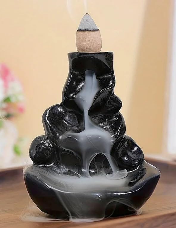 Incensário Cascata Refluxo Cerâmica Zen c/ 3 Cones (Cascata)