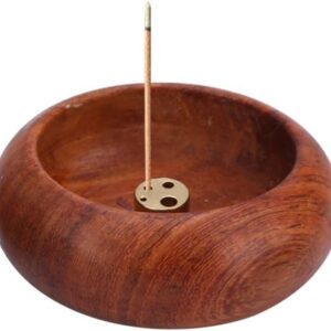 Porta Incenso Redondo em Madeira Natural para Varetas, Suporte Decorativo Artesanal, Aromaterapia, Relaxamento, Meditação, Casa, Sala, Quarto, Ambiente Zen