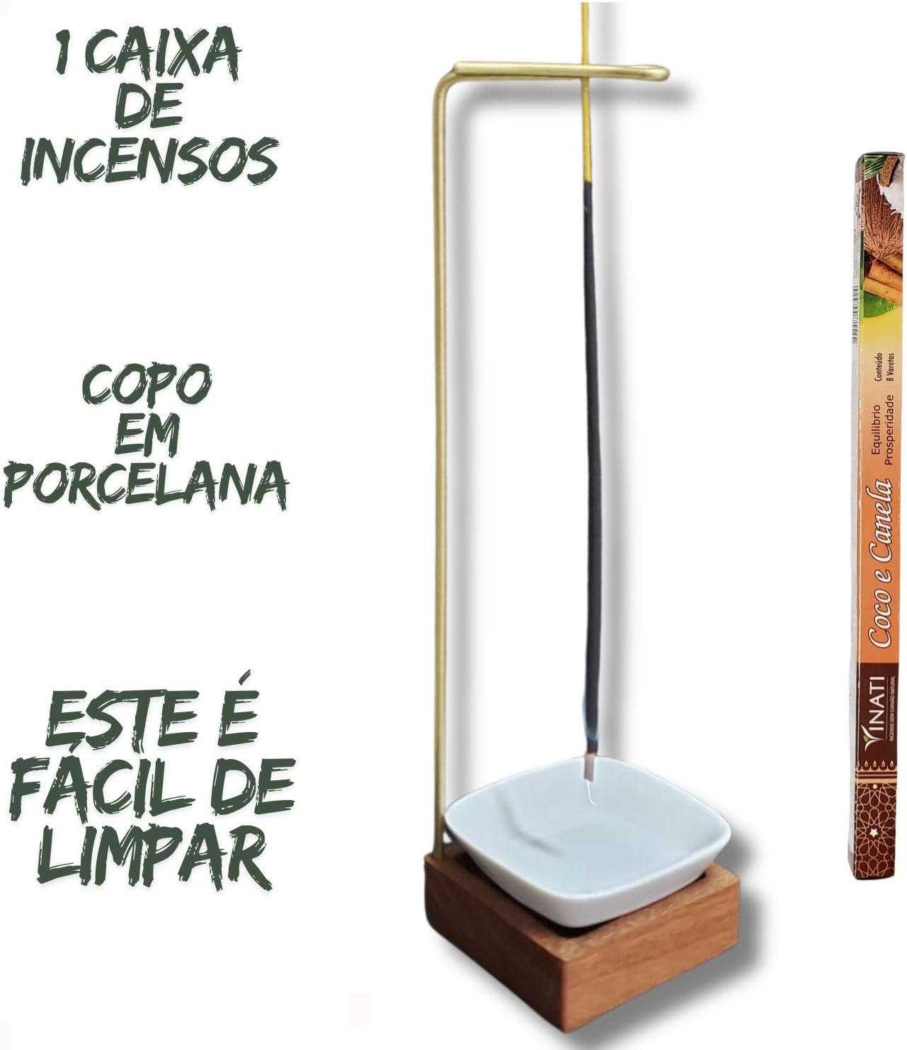 Incensário Invertido Quadrado Copo Porcelana ao Contrário Suporte de Incenso Queimador (escuro) - Imagem 4