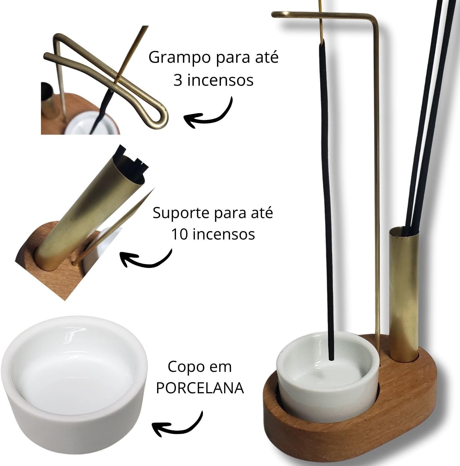 Incensário Porta Incenso Invertido Redondo Copo Porcelana Suporte para Insenso Master Queimador de Incenco - Imagem 3