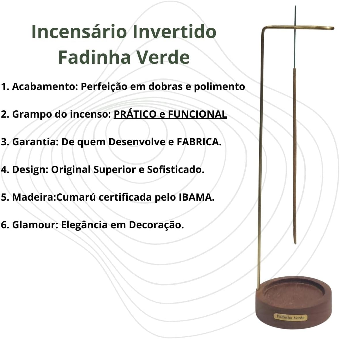 Incensário Invertido Redondo Suporte de Incenso Queimador porta incenso - Imagem 2