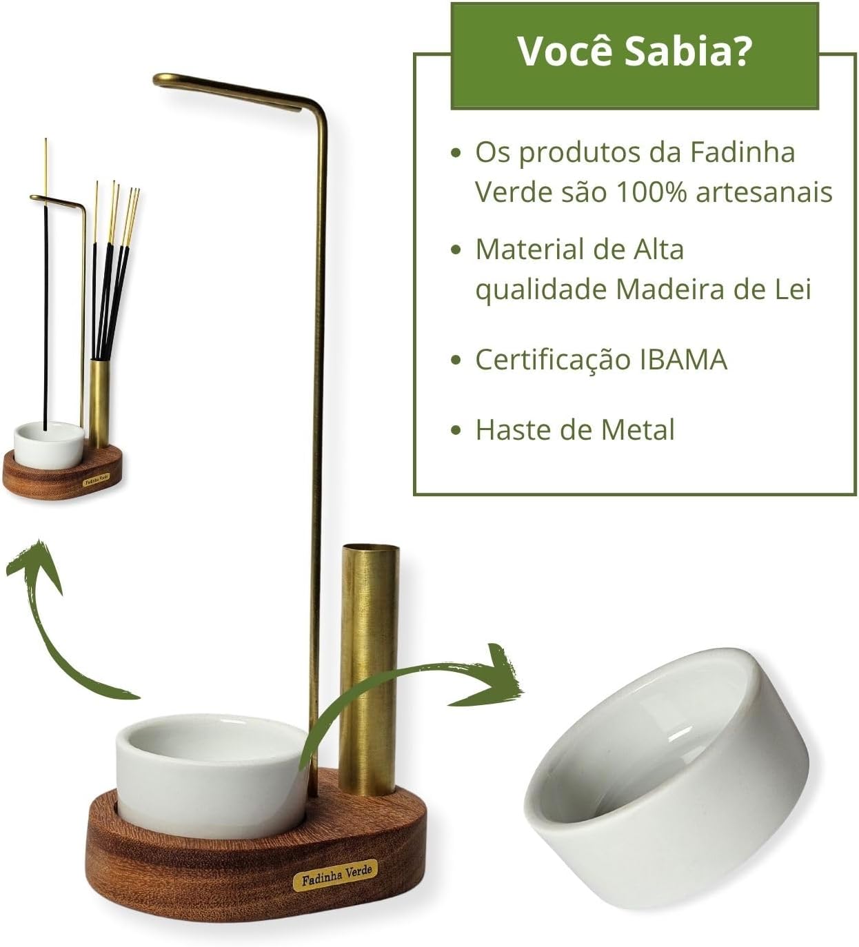 Incensário Porta Incenso Invertido Redondo Copo Porcelana Suporte para Insenso Master Queimador de Incenco - Imagem 5