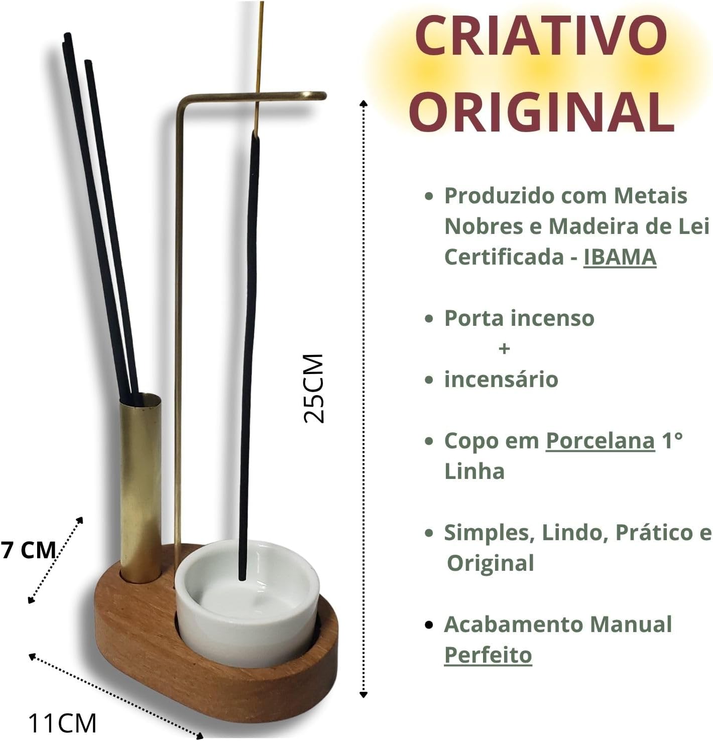 Incensário Porta Incenso Invertido Redondo Copo Porcelana Suporte para Insenso Master Queimador de Incenco - Imagem 2