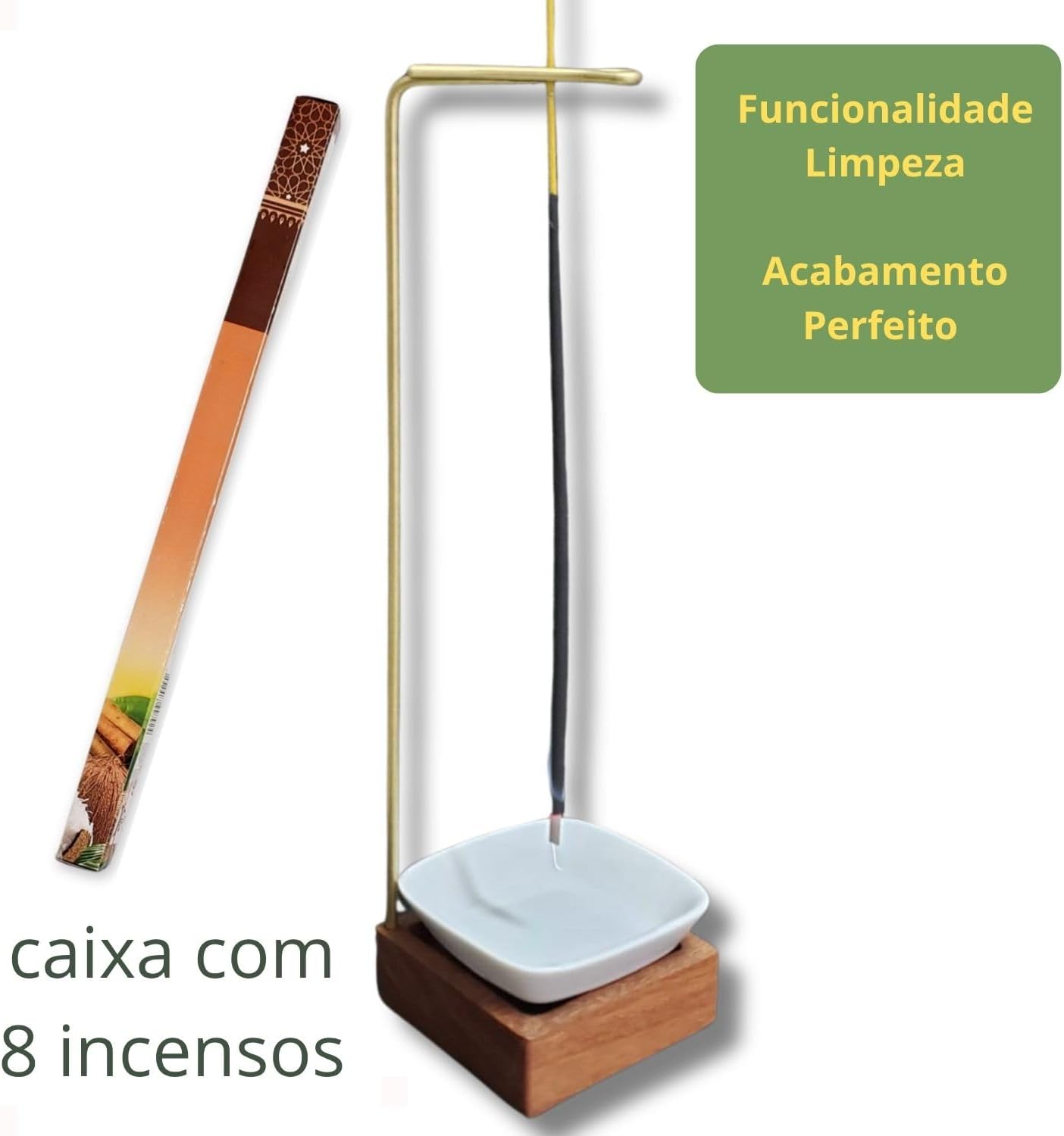 Incensário Invertido Quadrado Copo Porcelana ao Contrário Suporte de Incenso Queimador (escuro) - Imagem 3