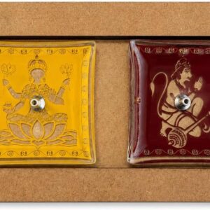 Kit Suporte de Vidro para Incenso com Aparador – Incensário Elegante para Varetas – Decoração Zen (Cor Rubi e Ambar)
