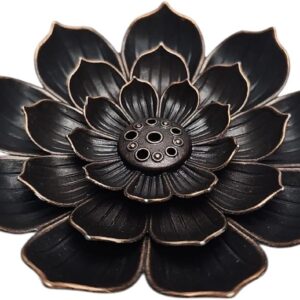 Incensario Vareta, Flor de Lotus de Metal, Queimador de Incenso, Porta Incenso (Cobre)
